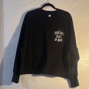 Old Navy Black Crew Neck Sweater with Positive Text